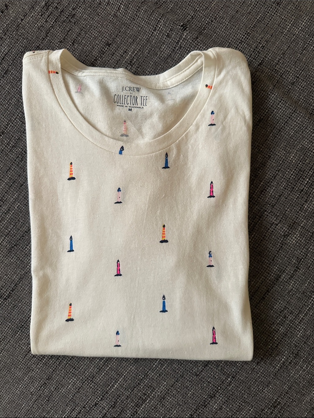 J. Crew Collector Tee with Multicolor Lighthouse Motif